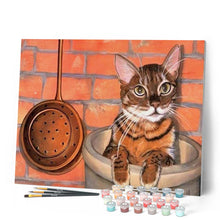 Afbeelding in Gallery-weergave laden, Schilderen op Nummer - Kat aan het spelen in de keuken