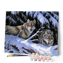 Afbeelding in Gallery-weergave laden, Schilderen op Nummer - Wolven in de winter