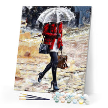 Afbeelding in Gallery-weergave laden, Schilderen op Nummer - Vrouw wandelen in de regen