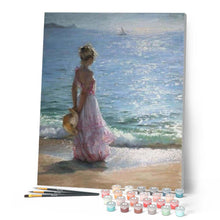 Afbeelding in Gallery-weergave laden, Schilderen op Nummer - Jonge vrouw op het strand