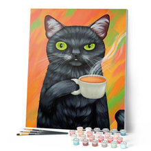 Afbeelding in Gallery-weergave laden, Schilderen op Nummer - De kat en zijn koffie