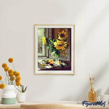 Afbeelding in Gallery-weergave laden, Schilderen op Nummer - Zonnebloemen en appel voor het raam