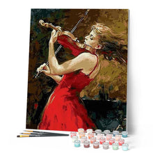 Afbeelding in Gallery-weergave laden, Schilderen op Nummer - Violist en rode jurk