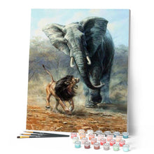 Afbeelding in Gallery-weergave laden, Schilderen op Nummer - Leeuw en olifant
