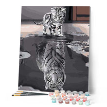 Afbeelding in Gallery-weergave laden, Schilderen op Nummer - Kitten Reflecterende Tijger