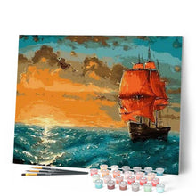 Afbeelding in Gallery-weergave laden, Schilderen op Nummer - Zeilboot bij zonsopgang