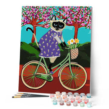 Afbeelding in Gallery-weergave laden, Schilderen op Nummer - Zwarte kat op de fiets