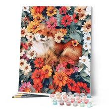 Afbeelding in Gallery-weergave laden, Schilderen op Nummer - Vos ontspannen tussen de bloemen