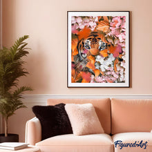 Afbeelding in Gallery-weergave laden, Schilderen op Nummer - Tijger en bloemen