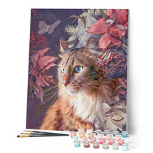 Afbeelding in Gallery-weergave laden, Schilderen op Nummer - Kat met bloemen en vlinder