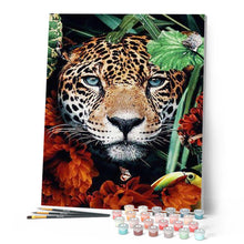 Afbeelding in Gallery-weergave laden, Schilderen op Nummer - Panter in het gebladerte en bloemen