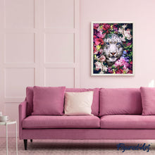Afbeelding in Gallery-weergave laden, Schilderen op Nummer - Witte tijger tussen de bloemen