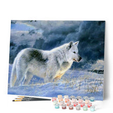 Afbeelding in Gallery-weergave laden, Schilderen op Nummer - Eenzame wolf in de sneeuw