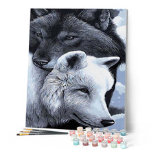 Afbeelding in Gallery-weergave laden, Schilderen op Nummer - Zwarte en witte wolven