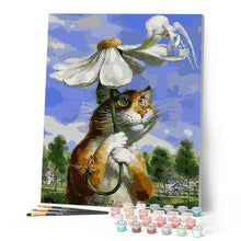Afbeelding in Gallery-weergave laden, Schilderen op Nummer - Kat en Marguerite paraplu