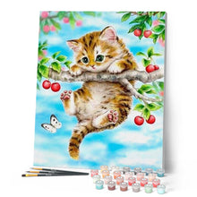 Afbeelding in Gallery-weergave laden, Schilderen op Nummer - Kat hangt aan de boom