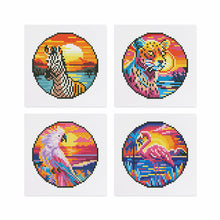 Afbeelding in Gallery-weergave laden, Mini Diamond Painting 15x20cm (4 stuks) - Tropische Vogels en Zonsondergang