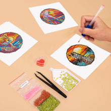 Afbeelding in Gallery-weergave laden, Mini Diamond Painting 15x20cm (4 stuks) - Tropische Vogels en Zonsondergang