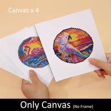 Afbeelding in Gallery-weergave laden, Mini Diamond Painting 15x20cm (4 stuks) - Tropische Vogels en Zonsondergang