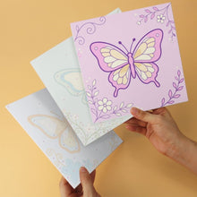 Afbeelding in Gallery-weergave laden, Mini Serie Schilderen op Nummer 20x20cm (6 stuks) - Pastelvlinders 1
