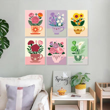 Afbeelding in Gallery-weergave laden, Mini Serie Schilderen op Nummer 15x20cm (6 stuks) - Theekopjes vol bloemen