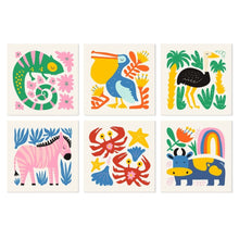 Afbeelding in Gallery-weergave laden, Mini Serie Schilderen op Nummer 20x20cm (6 stuks) - Geschilderde wilde dieren 2