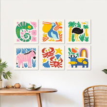 Afbeelding in Gallery-weergave laden, Mini Serie Schilderen op Nummer 20x20cm (6 stuks) - Geschilderde wilde dieren 2
