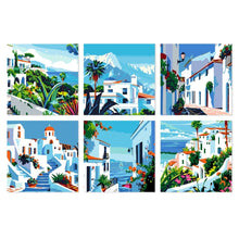 Afbeelding in Gallery-weergave laden, Mini Serie Schilderen op Nummer 20x20cm (6 stuks) - Mediterrane penseelstreken
