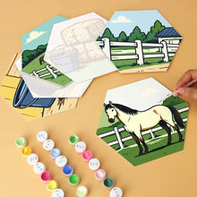 Afbeelding in Gallery-weergave laden, Mini Serie Schilderen op Nummer - Zeshoeken (6 stuks) - Leven op de boerderij