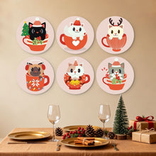 Afbeelding in Gallery-weergave laden, Mini Serie Schilderen op Nummer - Schijven Ø20cm (6 stuks) - Katten in kerstmokken