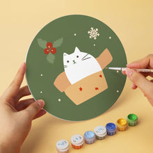 Afbeelding in Gallery-weergave laden, Mini Serie Schilderen op Nummer - Schijven Ø20cm (6 stuks) - Kersthoekje van de kat