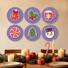 Afbeelding in Gallery-weergave laden, Mini Serie Schilderen op Nummer - Schijven Ø20cm (6 stuks) - Paarse kerstset