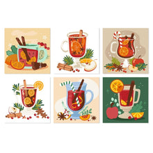 Afbeelding in Gallery-weergave laden, Mini Serie Schilderen op Nummer 20x20cm (6 stuks) - Gekruide winterdrankjes