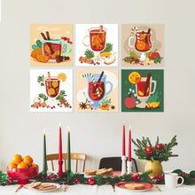 Afbeelding in Gallery-weergave laden, Mini Serie Schilderen op Nummer 20x20cm (6 stuks) - Gekruide winterdrankjes