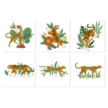 Afbeelding in Gallery-weergave laden, Mini Serie Schilderen op Nummer 20x20cm (6 stuks) - Jungletijger