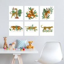 Afbeelding in Gallery-weergave laden, Mini Serie Schilderen op Nummer 20x20cm (6 stuks) - Jungletijger