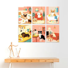 Afbeelding in Gallery-weergave laden, Mini Serie Schilderen op Nummer 15x20cm (6 stuks) - Honden thuis