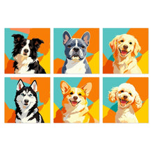 Afbeelding in Gallery-weergave laden, Mini Serie Schilderen op Nummer 20x20cm (6 stuks) - Pop-hondenportretten
