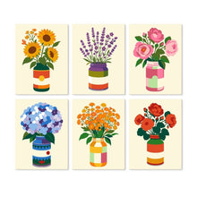 Afbeelding in Gallery-weergave laden, Mini Serie Schilderen op Nummer 15x20cm (6 stuks) - Rustieke bloemenvazen