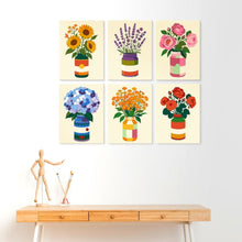 Afbeelding in Gallery-weergave laden, Mini Serie Schilderen op Nummer 15x20cm (6 stuks) - Rustieke bloemenvazen