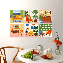 Afbeelding in Gallery-weergave laden, Mini Serie Schilderen op Nummer 20x20cm (6 stuks) - Charmante kamers