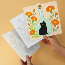 Afbeelding in Gallery-weergave laden, Mini Serie Schilderen op Nummer 20x20cm (6 stuks) - Botanische zwarte katten