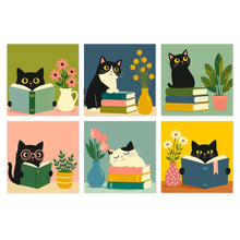 Afbeelding in Gallery-weergave laden, Mini Serie Schilderen op Nummer 20x20cm (6 stuks) - Literaire katten