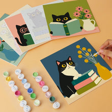 Afbeelding in Gallery-weergave laden, Mini Serie Schilderen op Nummer 20x20cm (6 stuks) - Literaire katten