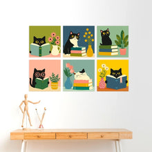 Afbeelding in Gallery-weergave laden, Mini Serie Schilderen op Nummer 20x20cm (6 stuks) - Literaire katten