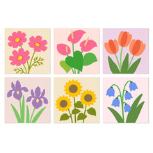 Afbeelding in Gallery-weergave laden, Mini Serie Schilderen op Nummer 20x20cm (6 stuks) - Pastelkleurige bloemblaadjes