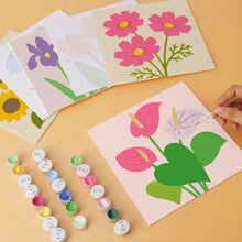 Afbeelding in Gallery-weergave laden, Mini Serie Schilderen op Nummer 20x20cm (6 stuks) - Pastelkleurige bloemblaadjes