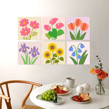Afbeelding in Gallery-weergave laden, Mini Serie Schilderen op Nummer 20x20cm (6 stuks) - Pastelkleurige bloemblaadjes