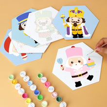 Afbeelding in Gallery-weergave laden, Mini Serie Schilderen op Nummer - Zeshoeken (6 stuks) - Vrolijke kleine personages