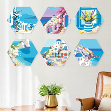 Afbeelding in Gallery-weergave laden, Mini Serie Schilderen op Nummer - Zeshoeken (6 stuks) - Blauwe en witte ontsnapping
